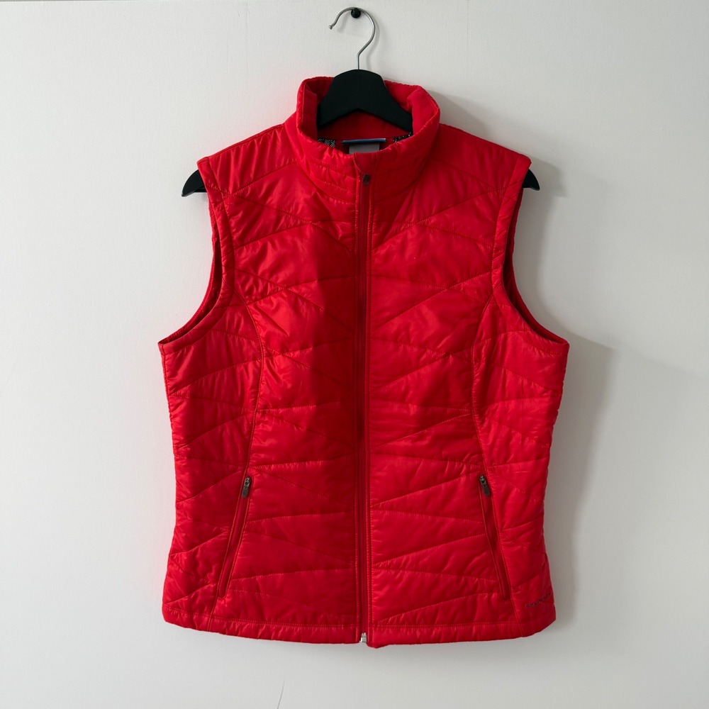 Columbia Womens Red Omni-Heat Puffer Vest Quilted Full Zip WL 1467 Size L